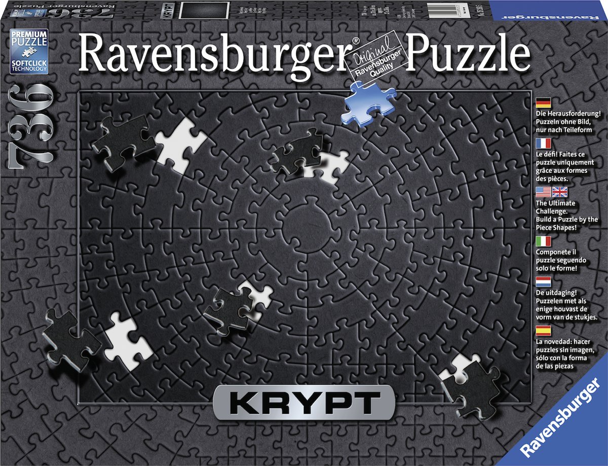 Ravensburger Krypt puzzel Black - Legpuzzel - 736 stukjes