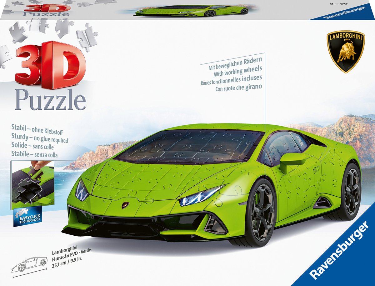   Lamborghini Huracán EVO Groen - 3D Puzzel - 108 stukjes