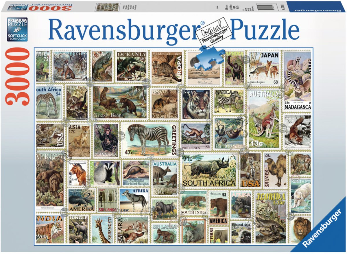   Legpuzzel Postzegels van wilde dieren 3000 stukjes