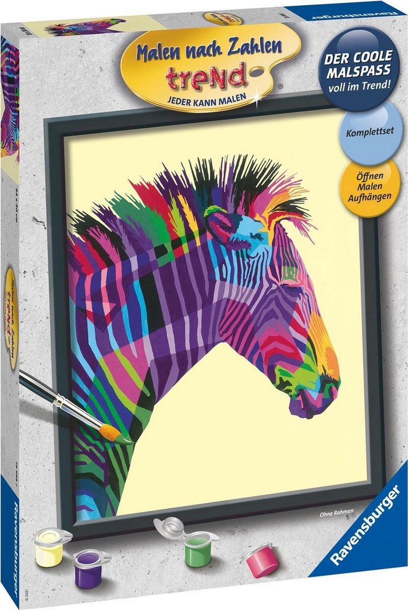 Ravensburger Malen nach Zahlen 28988 - Buntes Zebra - ab 12 Jahren