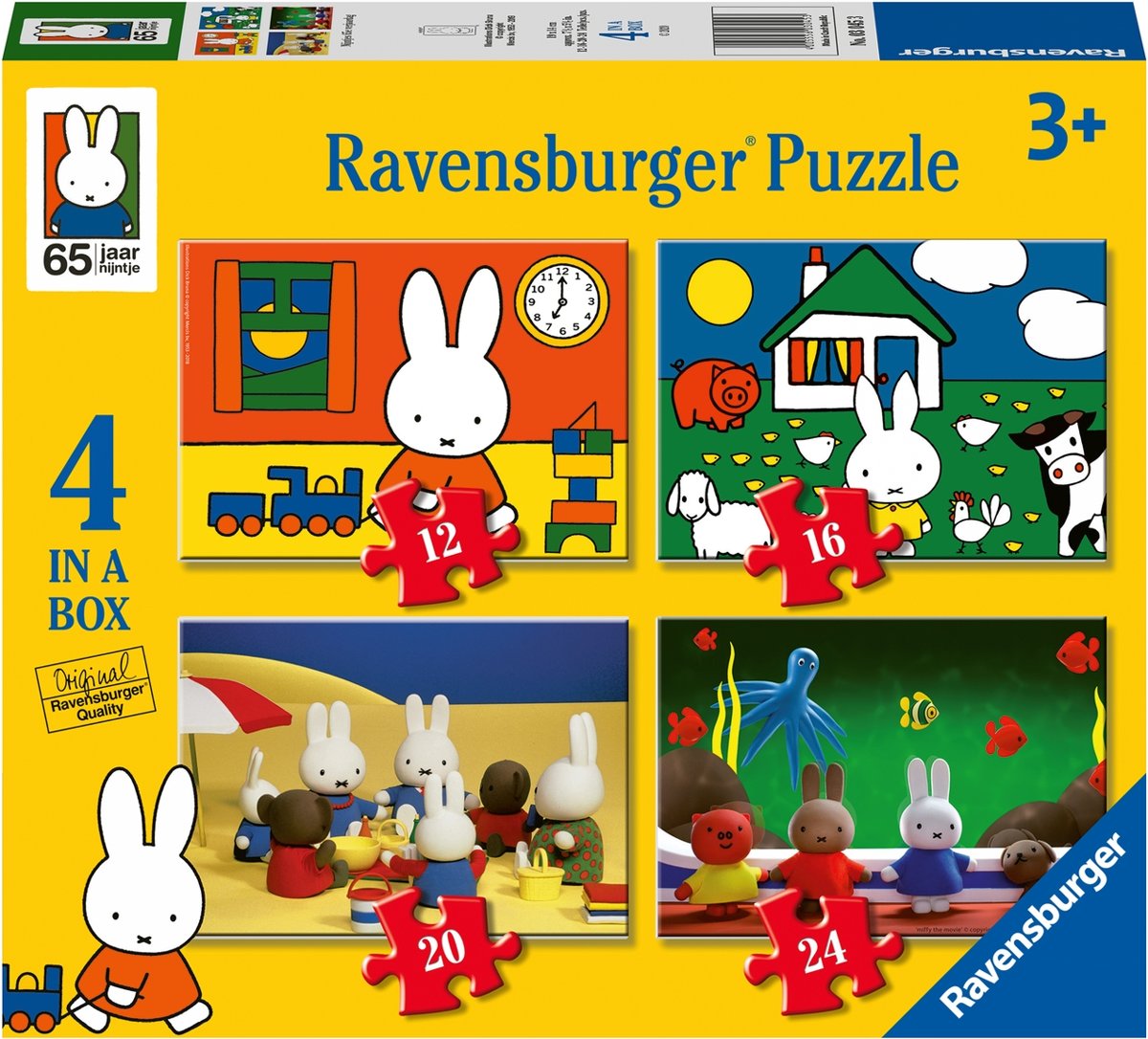   Nijntjes verjaardag 4in1box puzzel - 12+16+20+24 stukjes - kinderpuzzel