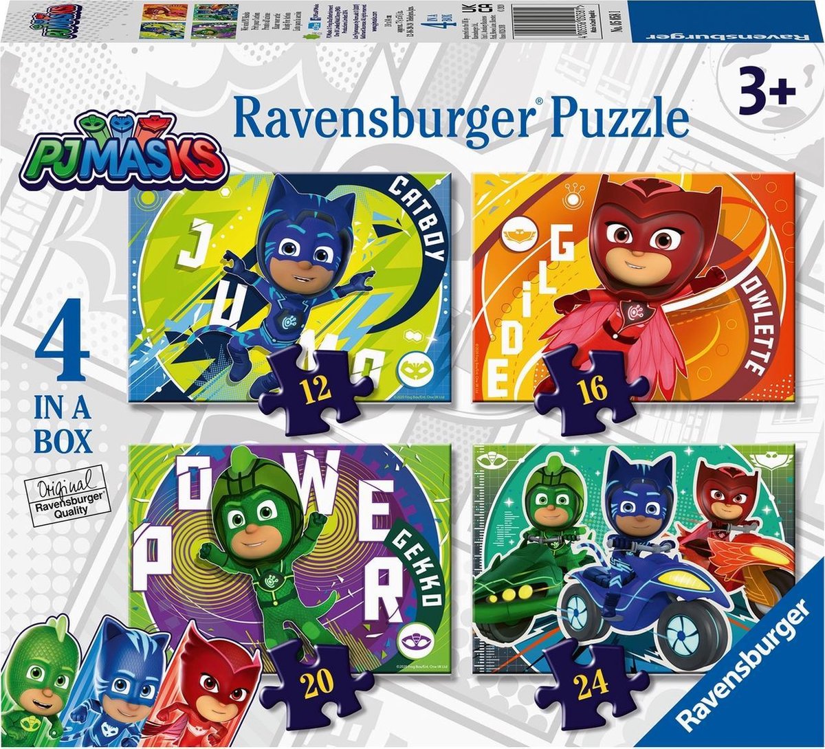  PJ Masks 4in1box puzzel - 12+16+20+24 stukjes - kinderpuzzel