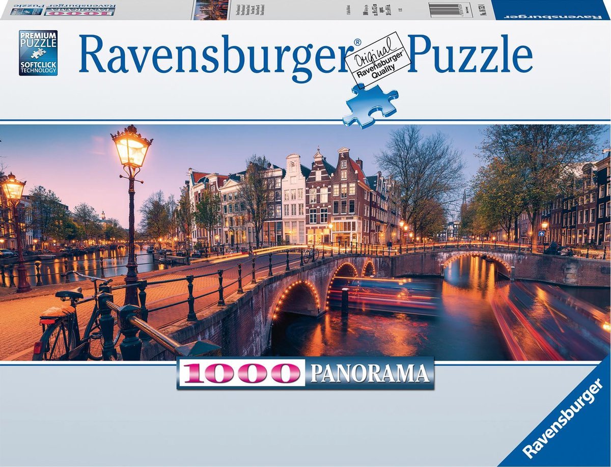   Panorama Puzzel Avond in Amsterdam - Legpuzzel - 1000 stukjes
