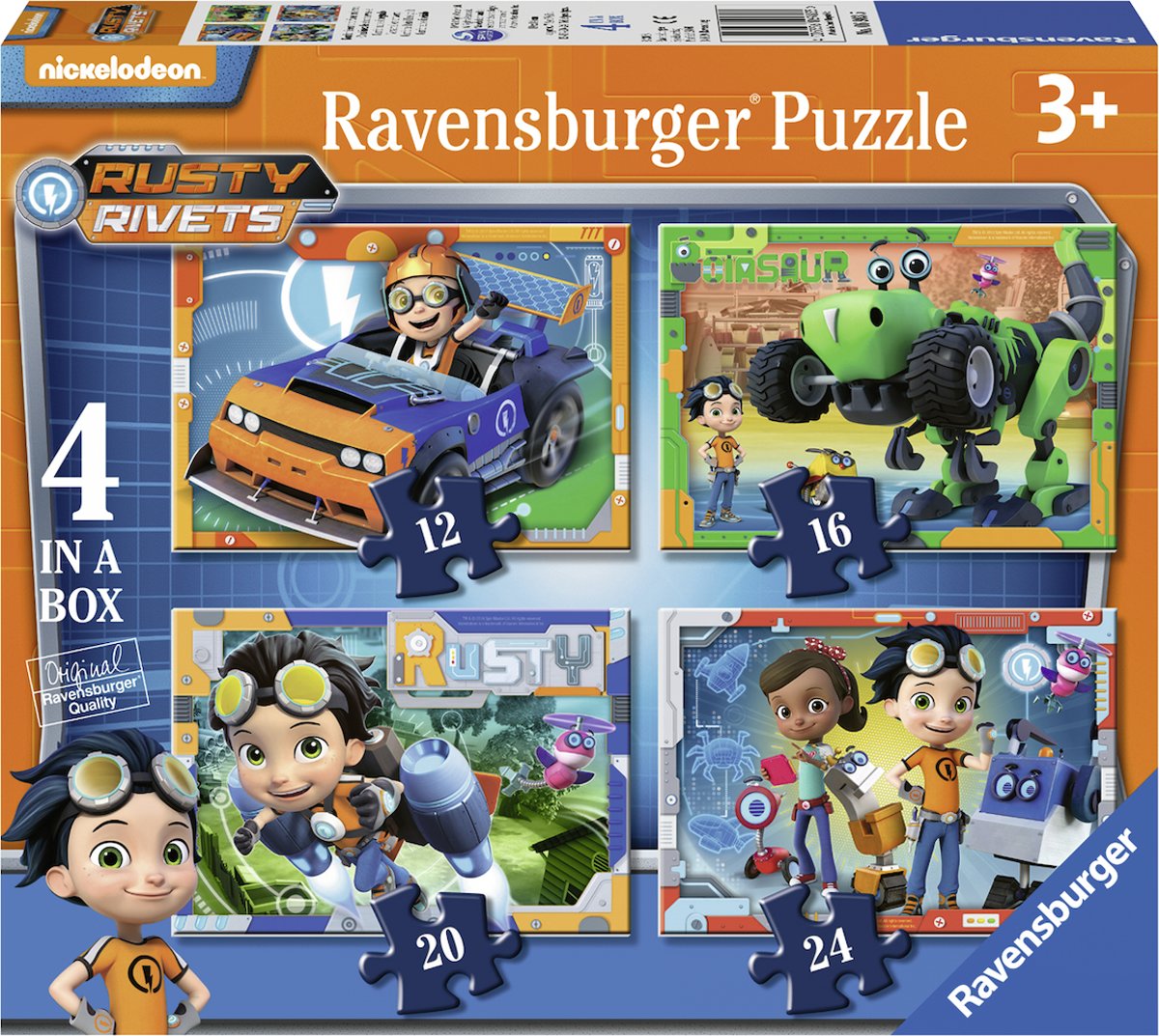   Rusty Rivets 4in1box puzzel - 12+16+20+24 stukjes - kinderpuzzel