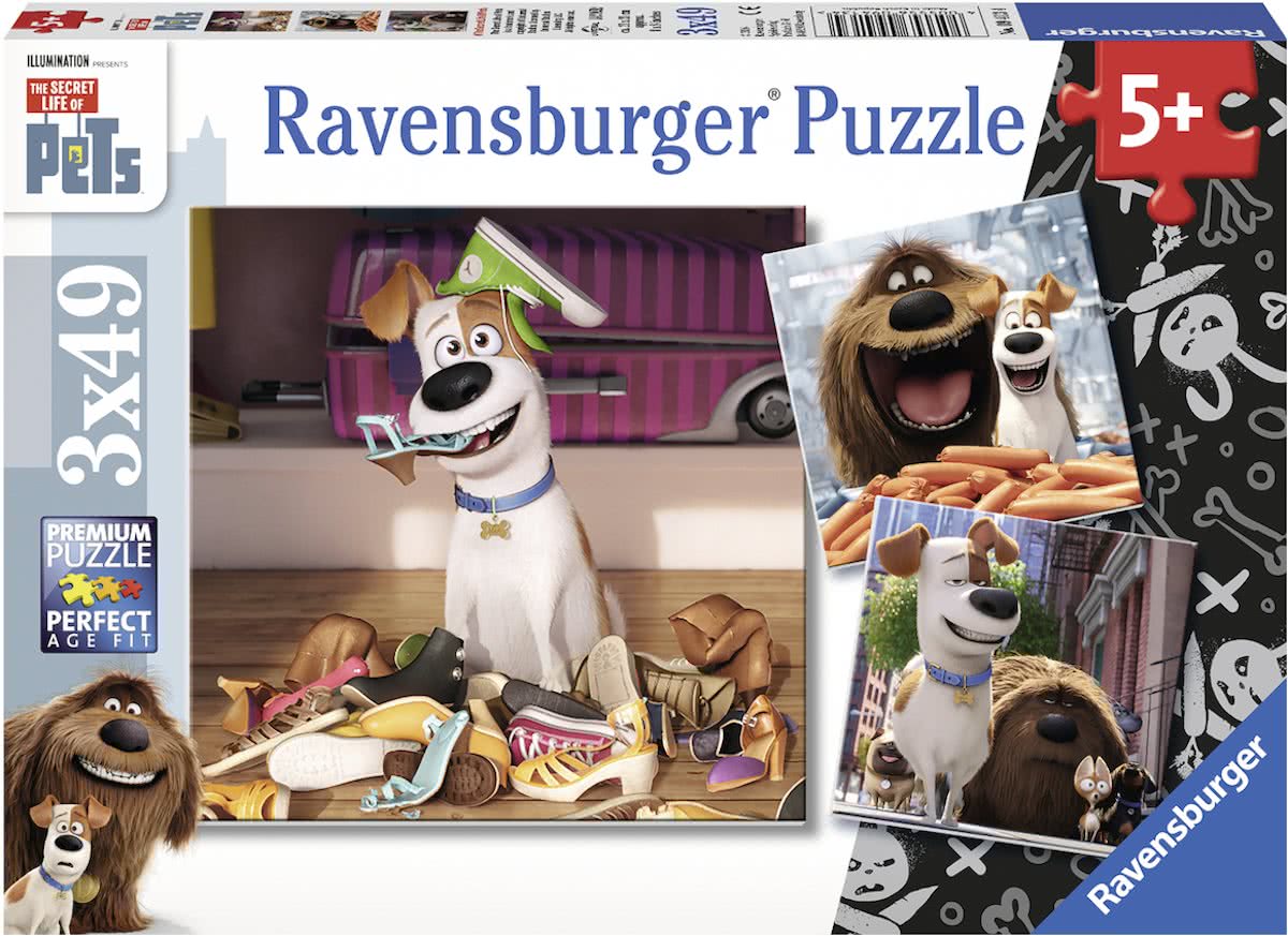   Secret Life of Pets. Als de kat van huis is… Drie puzzels van 49 stukjes - kinderpuzzel