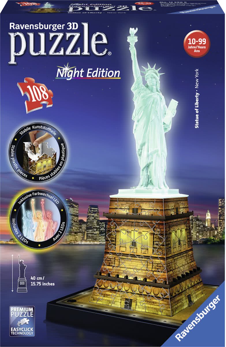   Statue of Liberty Night Edition- 3D puzzel gebouw - 108 stukjes