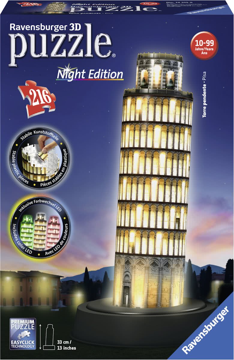   Toren van Pisa Night Edition - 3D puzzel gebouw - 216 stukjes