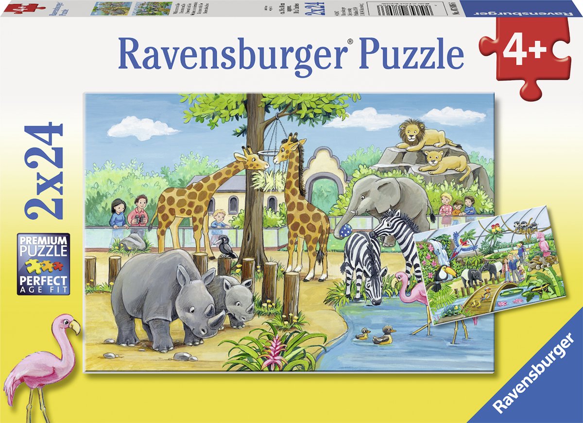   Welkom in de dierentuin- Twee puzzels van 24 stukjes - kinderpuzzel