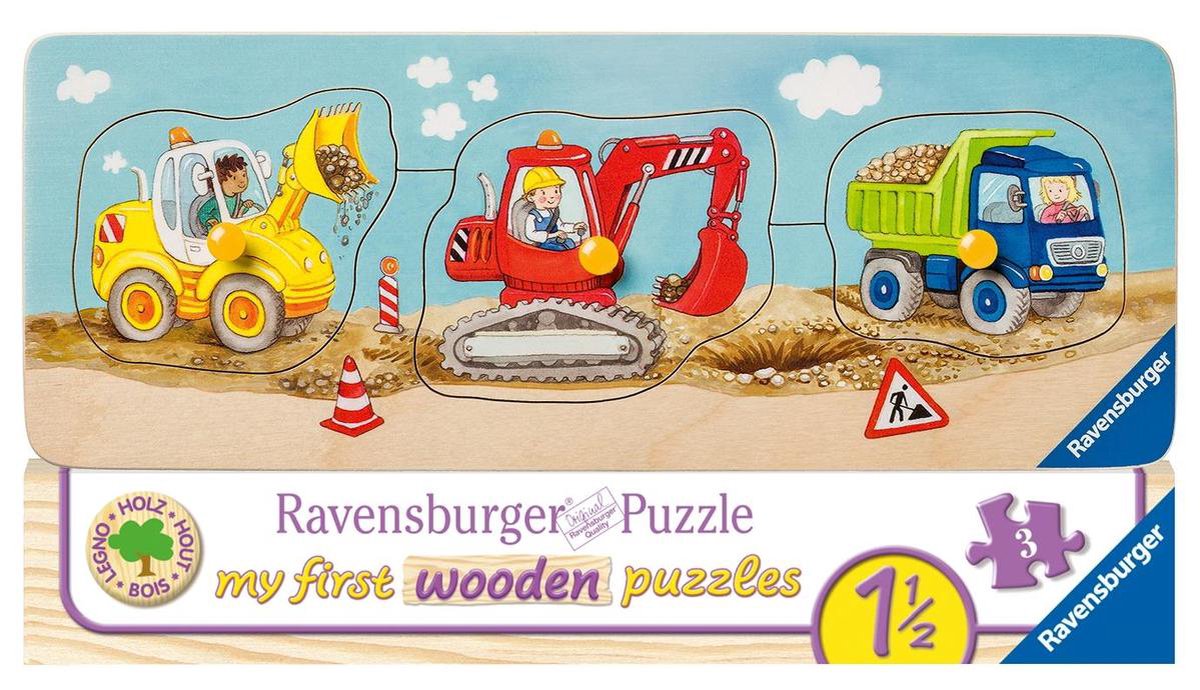   houten puzzel De kleine bouwplaats - Legpuzzel - 3 stukjes