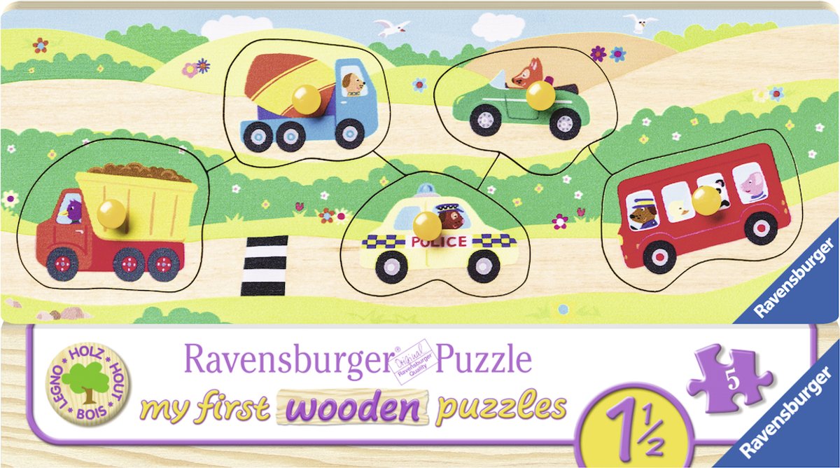   houten puzzel Voertuigen - 5 stukjes