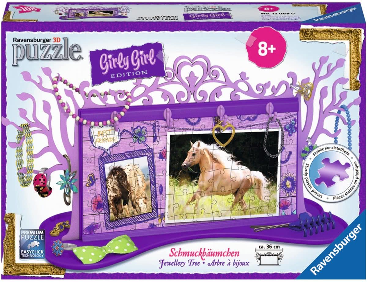 Ravensburger juwelenboom paarden- Girly Girl 3D puzzel - 108 stukjes