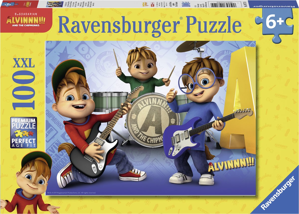   puzzel Alvin, Simon en Theodore maken muziek - Legpuzzel - 100 stukjes