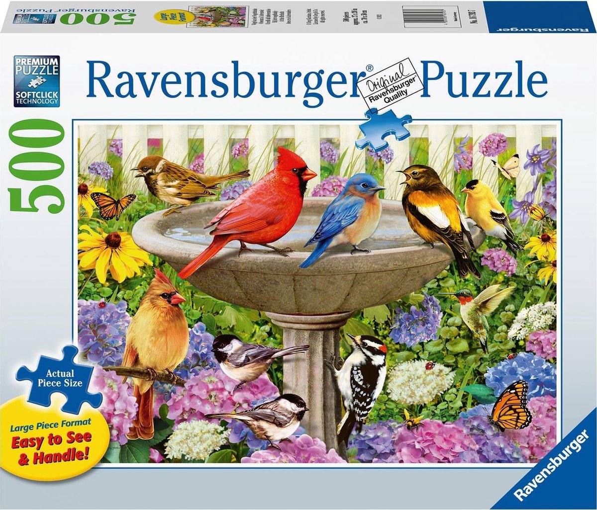   puzzel Bij het vogelbadje - Legpuzzel - 500 stukjes