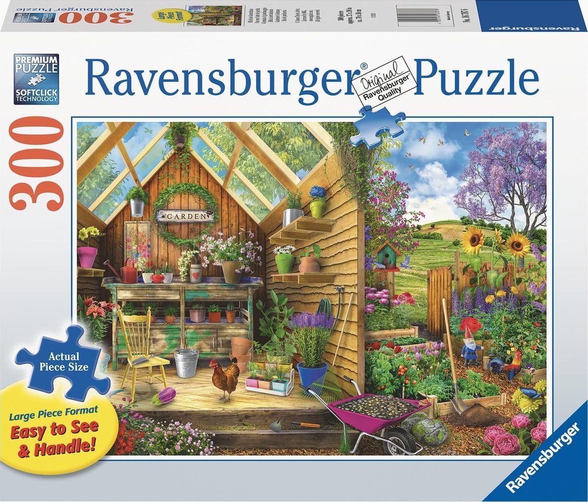   puzzel Blik in het tuinhuis - Legpuzzel - 300 stukjes extra groot