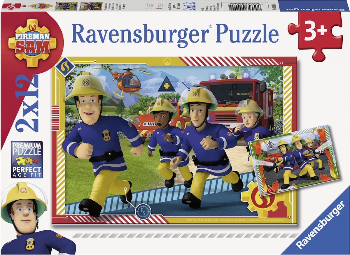   puzzel Brandweerman Sam en zijn team - Twee puzzels - 12 stukjes - kinderpuzzel