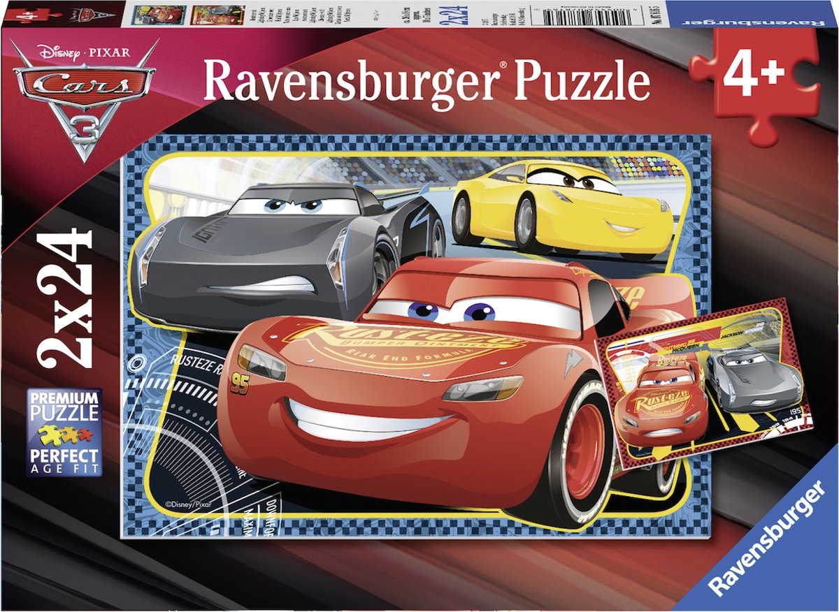   puzzel Cars 3 Avonturen met Lightning McQueen - Twee puzzels van 24 - kinderpuzzel