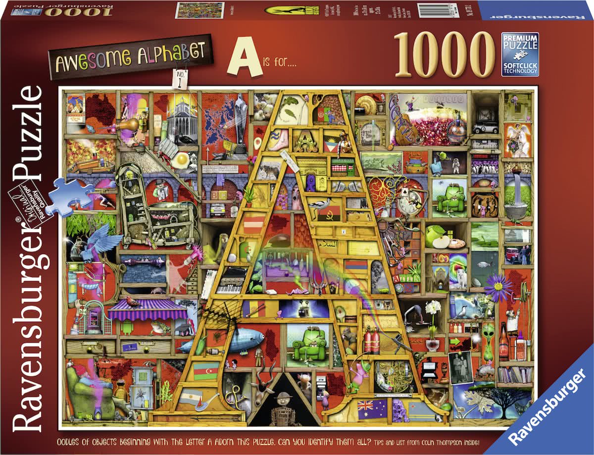   puzzel Colin Thompson´s Awesome Alphabet No 1 „A“ - legpuzzel - 1000 stukjes