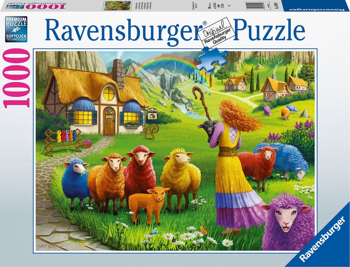   puzzel De Kleurrijke Wolwinkel - Legpuzzel - 1000 stukjes