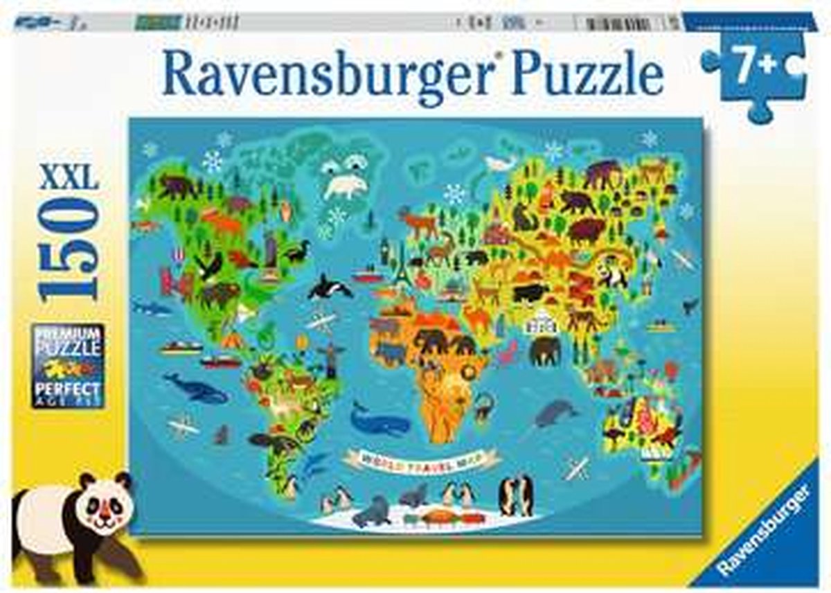   puzzel Dieren Wereldkaart - Legpuzzel - 150XXL stukjes