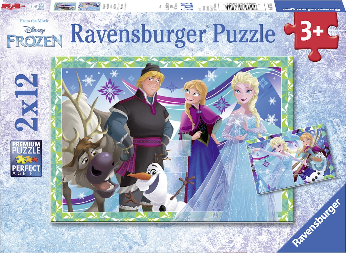   puzzel Disney Frozen Plezier in de winter - Twee puzzels - 12 stukjes - kinderpuzzel