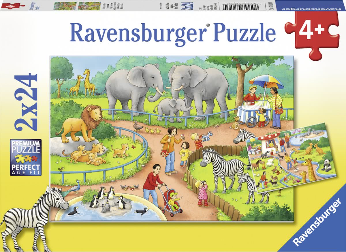   puzzel Een dag in de dierentuin - Twee puzzels van 24 stukjes - kinderpuzzel