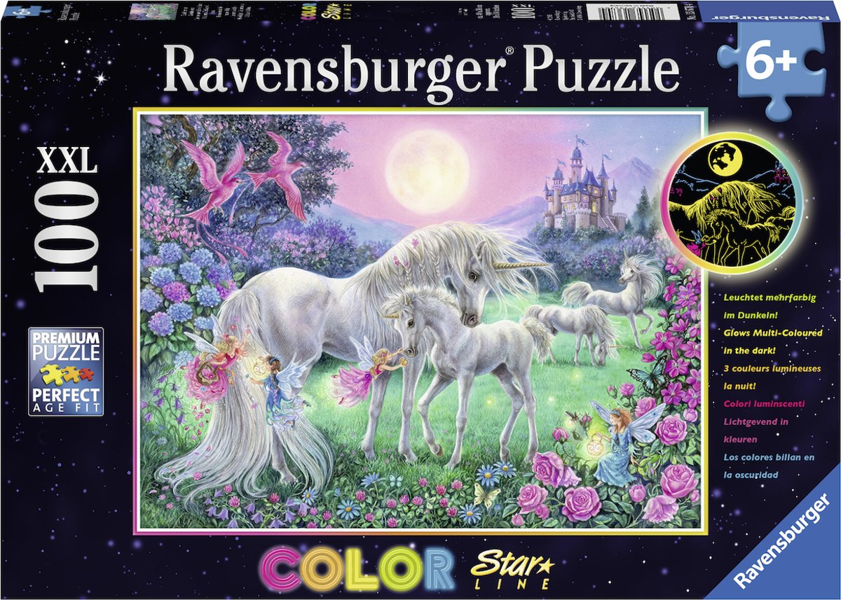   puzzel Eenhoorns in de maneschijn- Starline - Legpuzzel - 100 stukjes.