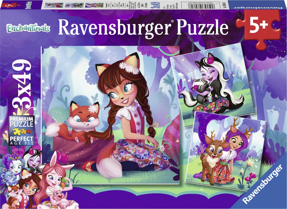   puzzel Enchantimals world - Drie puzzels - 49 stukjes - kinderpuzzel