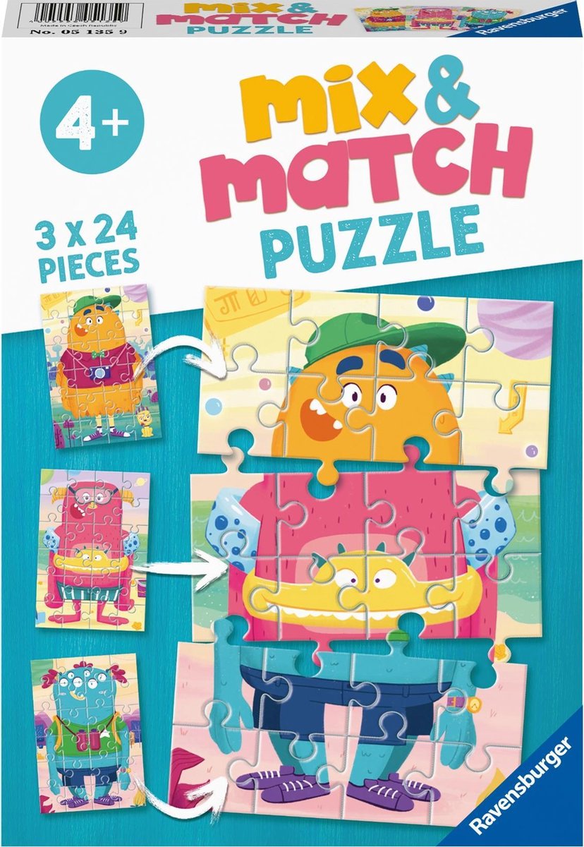   puzzel Grappige monsters  - 3 x 24 stukjes - kinderpuzzel