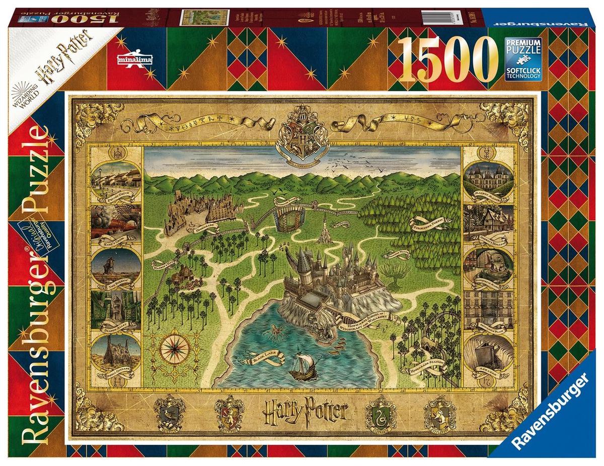   puzzel Harry Potter Hogwarts Map - Legpuzzel - 1500 stukjes