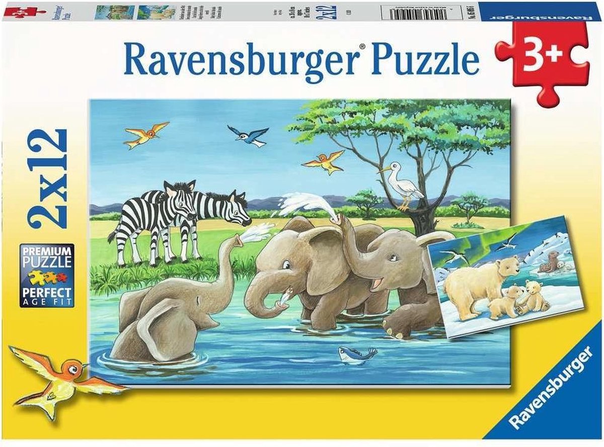   puzzel Jonge dieren uit de hele wereld - 2 x 12 stukjes