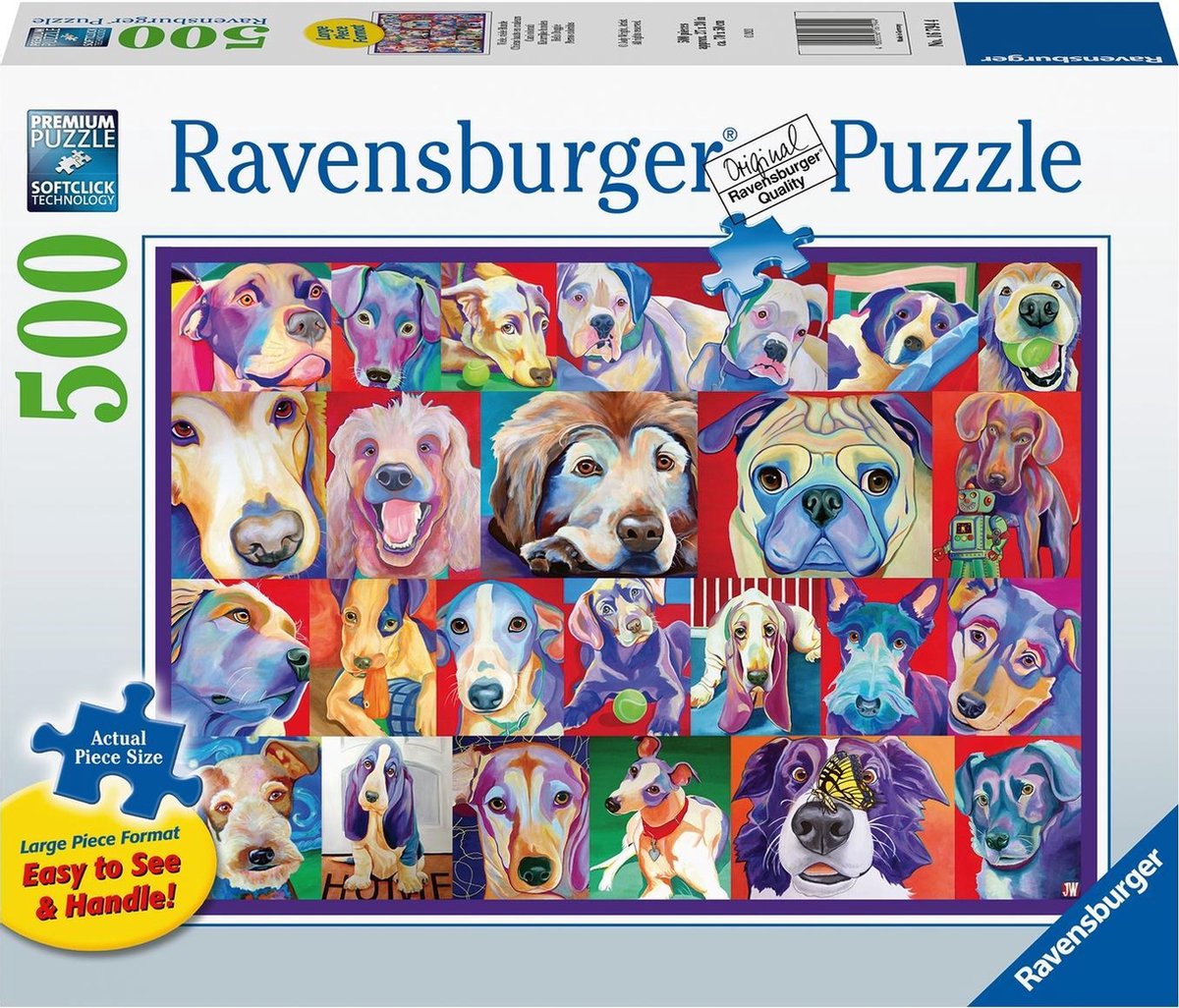 Ravensburger puzzel Kleurrijke honden - Legpuzzel - 500 stukjes