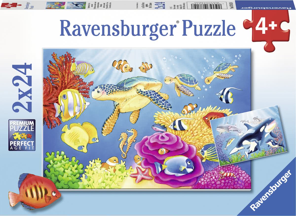   puzzel Kleurrijke onderwaterwereld - Twee puzzels van 24 stukjes - kinderpuzzel