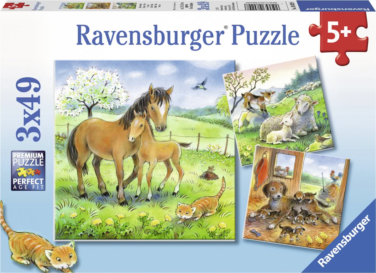   puzzel Knuffeltijd - Drie puzzels van 49 stukjes - kinderpuzzel