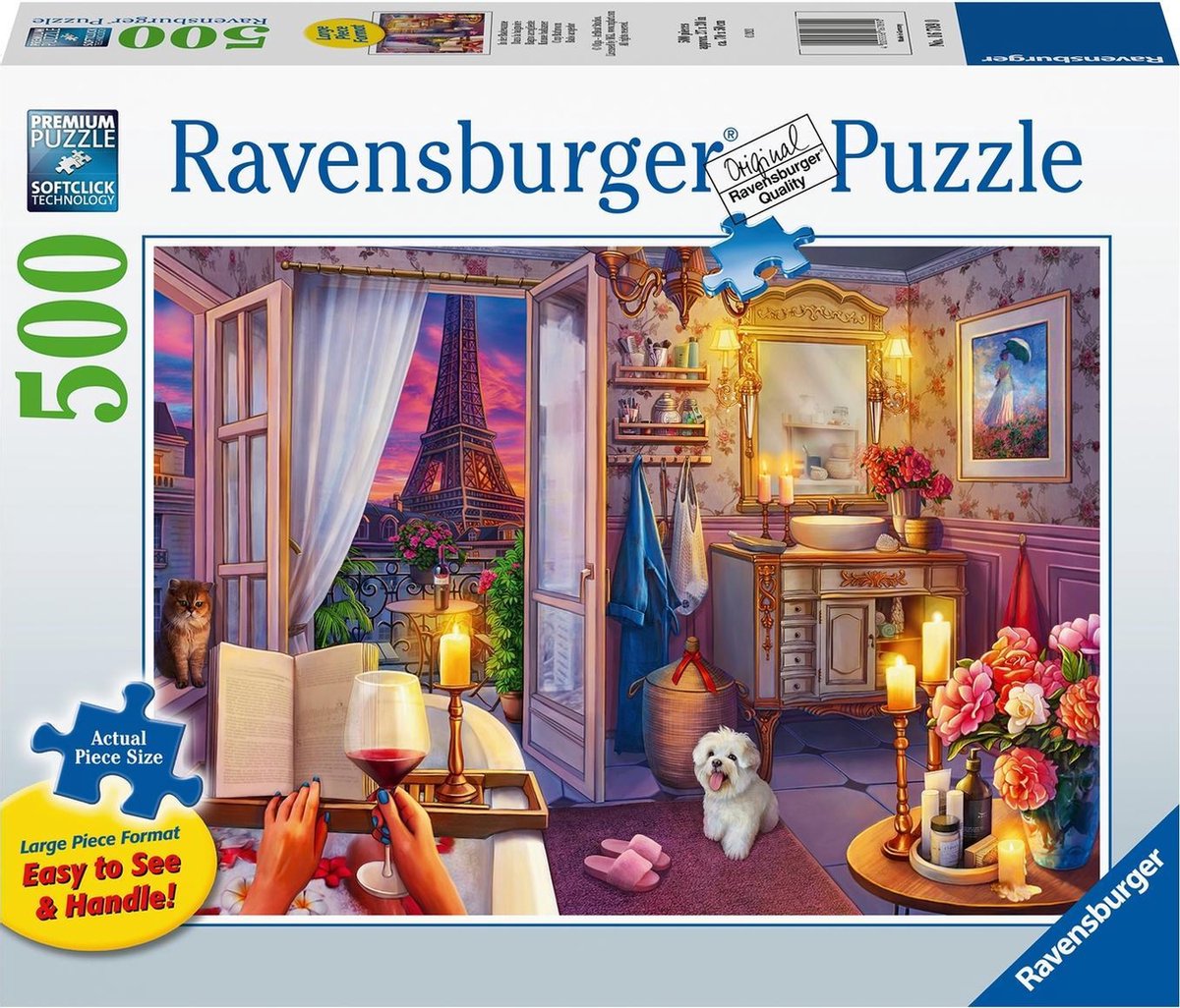 Ravensburger puzzel Knusse badkamer - Legpuzzel - 500 stukjes