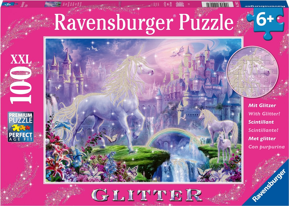   puzzel Koninkrijk van de Eenhoorns (glitter) - Legpuzzel - 100 stukjes