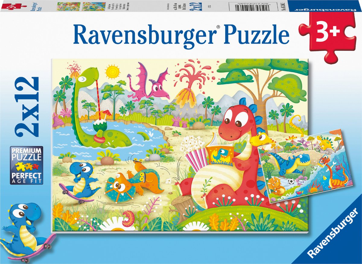   puzzel Lievelingsdinos - 2x12 stukjes - Kinderpuzzel