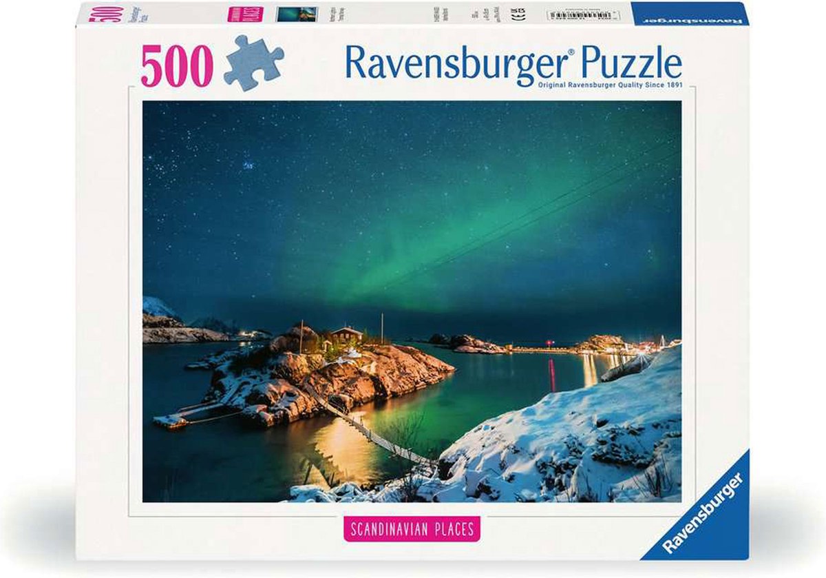   puzzel Noorderlicht bij Bergsfjord - Legpuzzel - 500 stukjes