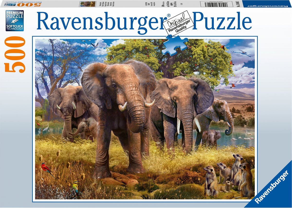   puzzel Olifantenfamilie - legpuzzel - 500 stukjes