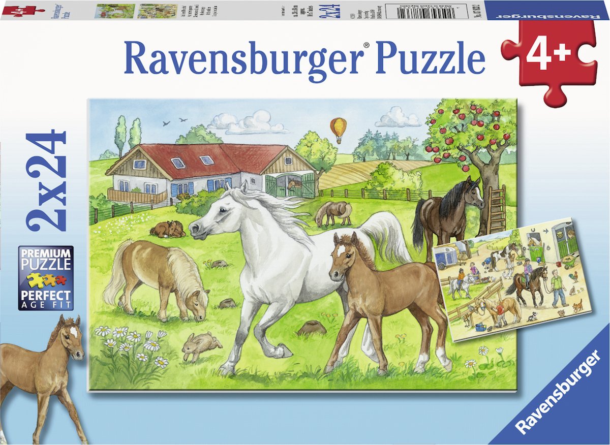   puzzel Op de manege - Twee puzzels - 24 stukjes - kinderpuzzel