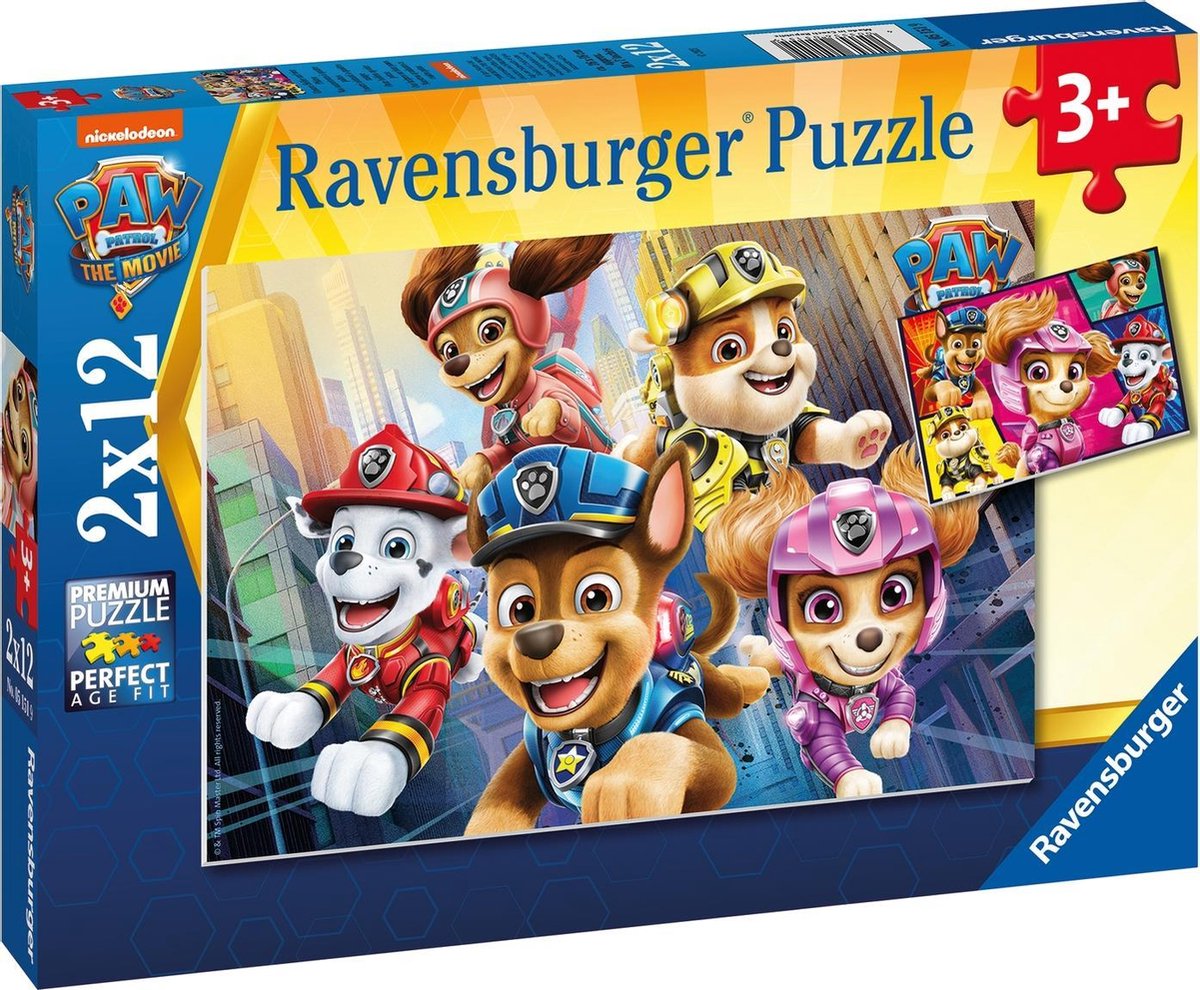   puzzel Paw Patrol the Movie - Twee puzzels - 12 stukjes - kinderpuzzel