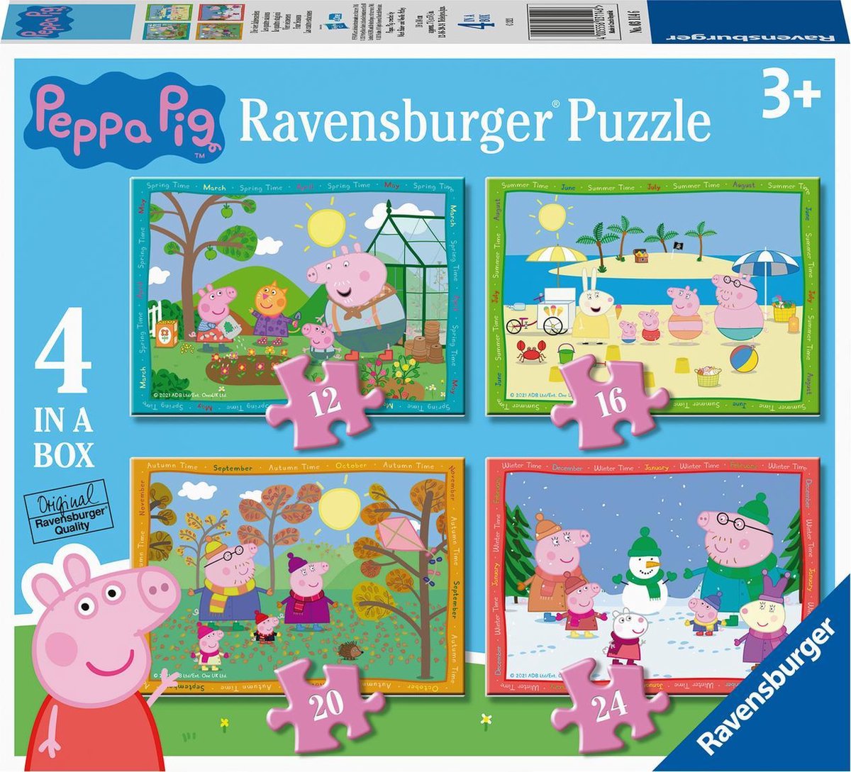   puzzel Peppa Pig: 4 seizoenen - 12+16+20+24 stukjes