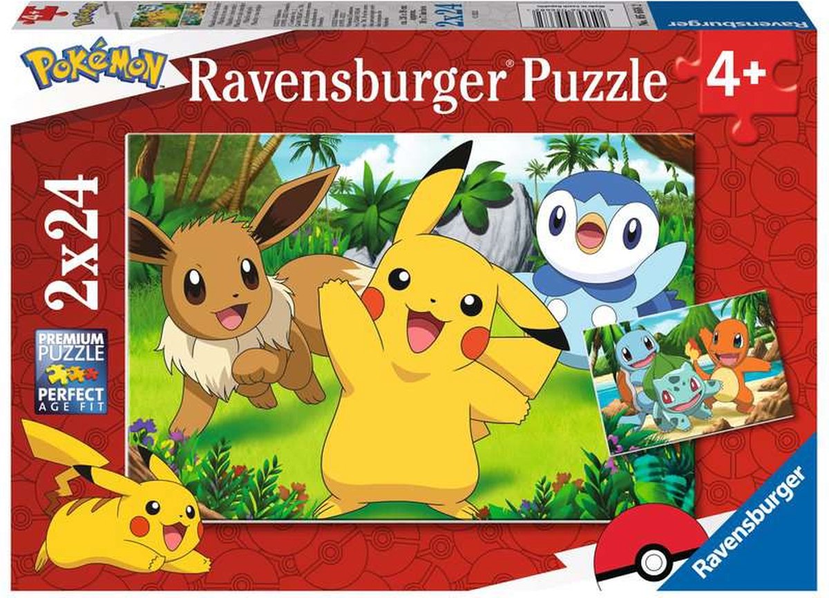   puzzel Pikachu en zijn vrienden - Legpuzzel - 2x24 stukjes