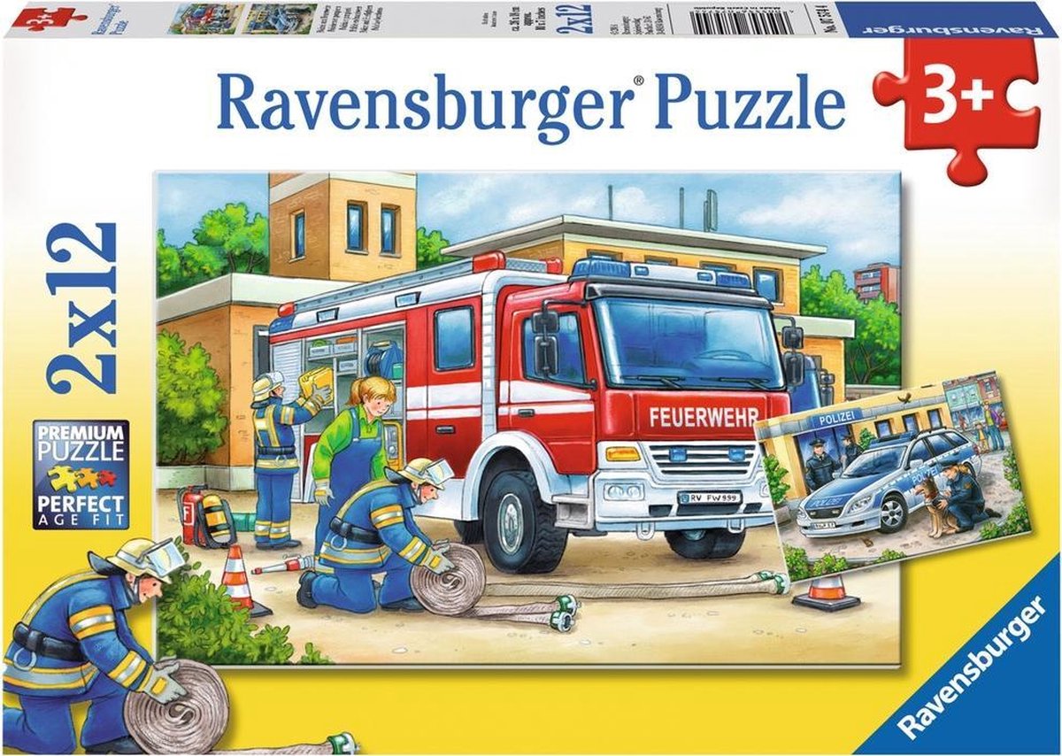   puzzel Politie en Brandweer - 4x12 stukjes - Kinderpuzzel