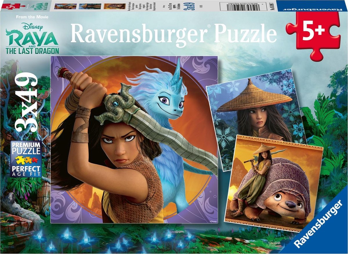   puzzel Raya, de dappere krijger - 3x49 stukjes - kinderpuzzel