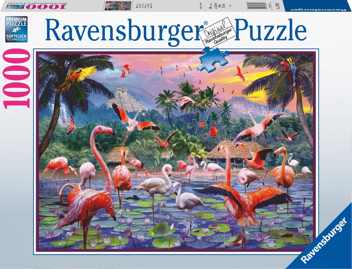   puzzel Roze Flamingos - Legpuzzel - 1000 stukjes