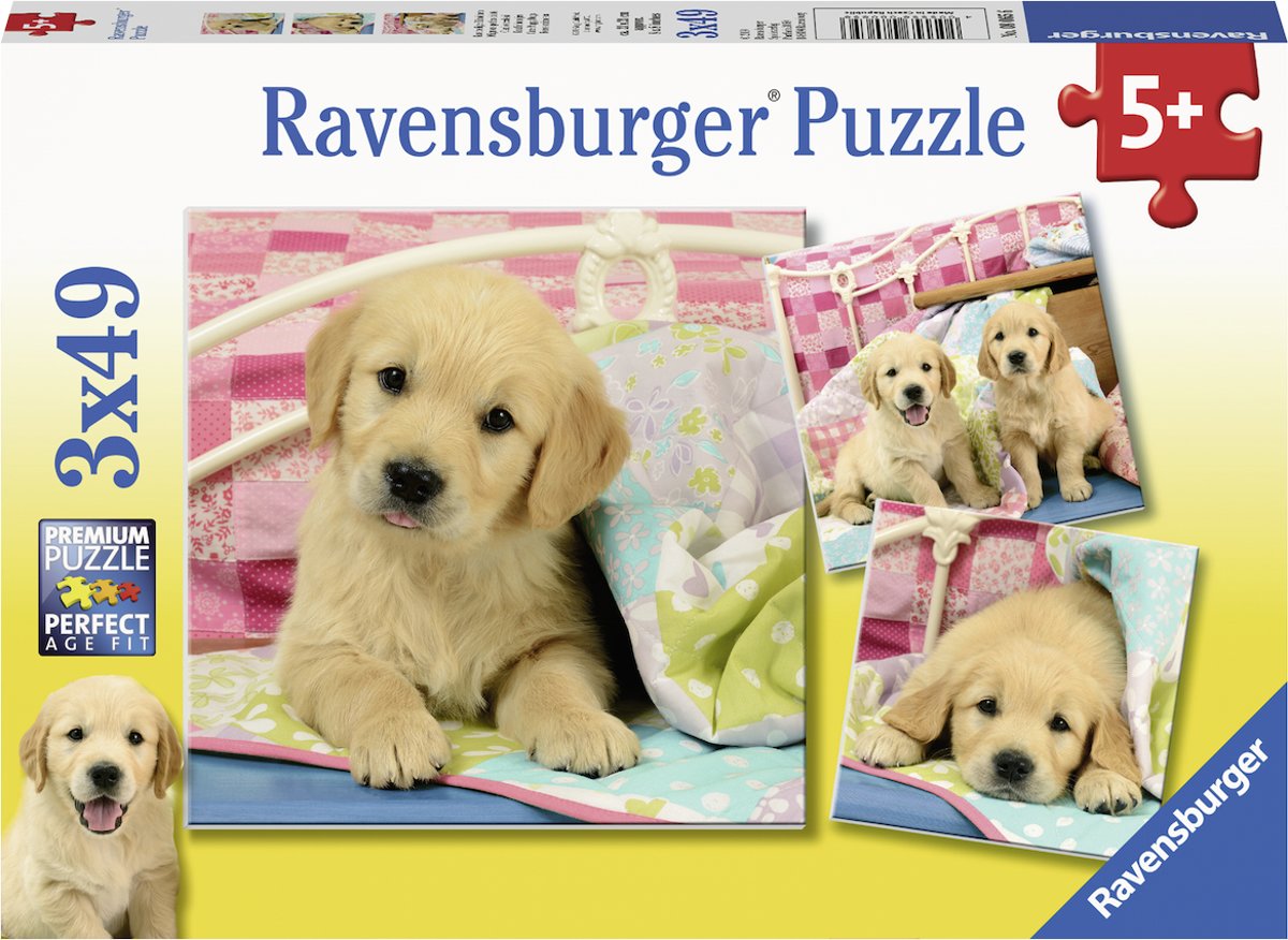   puzzel Schattige hondjes - Drie puzzels - 49 stukjes - kinderpuzzel