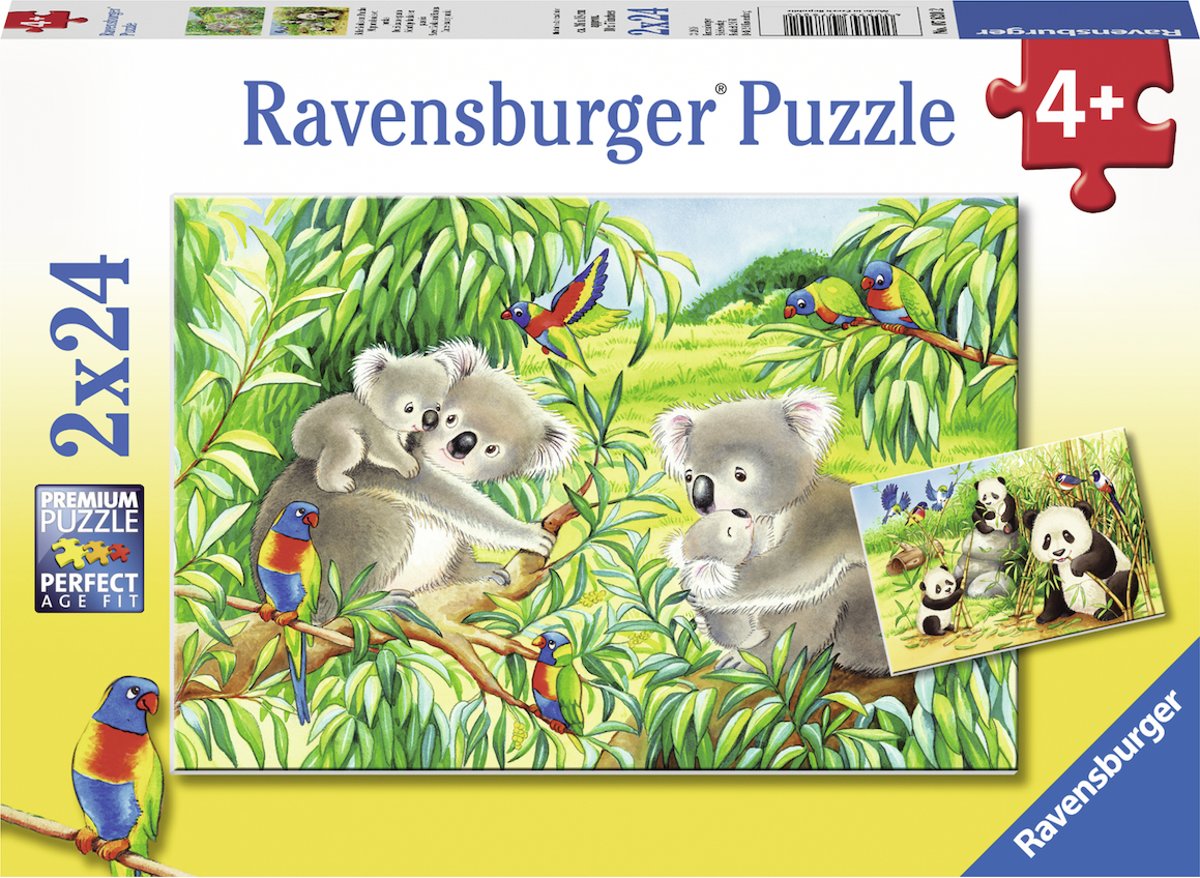   puzzel Schattige koalas en pandas - Twee puzzels - 24 stukjes - kinderpuzzel