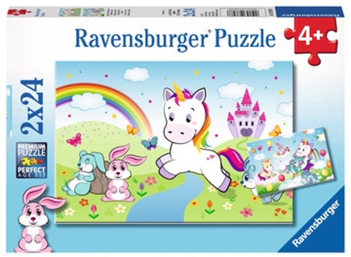   puzzel Sprookjesachtige eenhoorn - Twee puzzels - 24 stukjes - kinderpuzzel