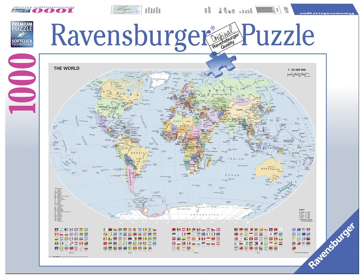   puzzel Staatkundige wereldkaart - Legpuzzel - 1000 stukjes