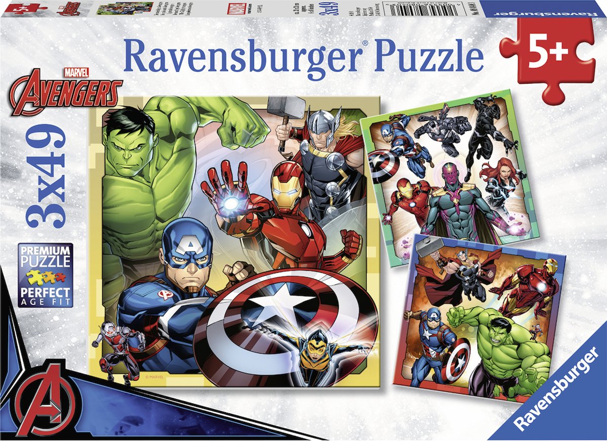   puzzel The Avengers - Drie puzzels - 49 stukjes - kinderpuzzel